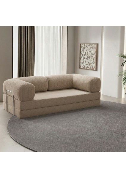 Yıkanır Silinir Pratik Kanepe 100X200 ve 100X100 Puf | Fitilli Kadife Kumaş Yer Yatağı & Koltuk fiyatları