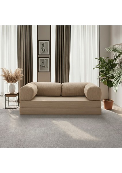 Yıkanır Silinir Pratik Kanepe 100X200 ve 100X100 Puf | Fitilli Kadife Kumaş Yer Yatağı & Koltuk modelleri