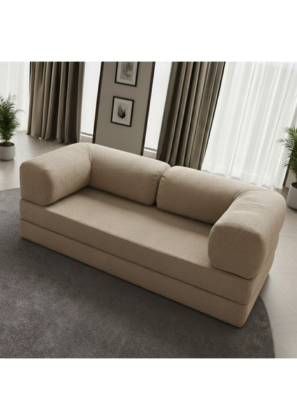 Yıkanır Silinir Pratik Kanepe 100X200 ve 100X100 Puf | Fitilli Kadife Kumaş Yer Yatağı & Koltuk fırsatları