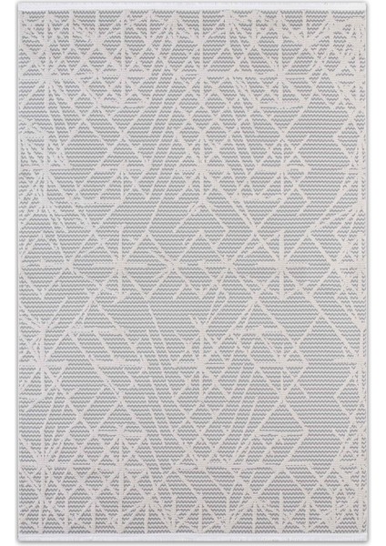 Veranda Elin Gri Bej Geometik Desenli Halı