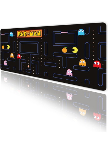 Pac-Man Görünümülü Oyun Gaming Klavye Mouse Pad Kaymaz Taban Kenarları Dikişli Masa Matı 70X30 cm fırsatları