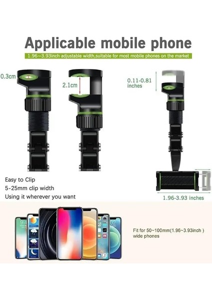 Dikiz Aynası, Koltuk Arkası, Çalışma Masası Telefon Tutucu,,,,, Uyumludur, 360 Dönebilen Çok Fonksiyonlu Akrobat Telefon Tutucu fiyatları