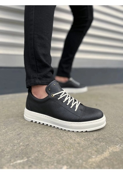 JY152 Cool Bağcıklı Cilt Erkek Günlük Spor Klasik Ayakkabı Cbt - Siyah