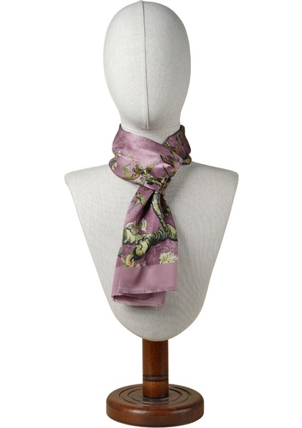 %100 Ipek Şal Fular Da (27C135 Cm)-Vincent Van Gogh (Badem Ağacı Mürdüm) fiyatları