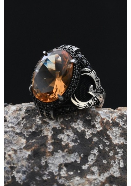 Zultanit Taşlı Anka Kuşu Figürlü 925 Ayar Gümüş Erkek Yüzük 902353