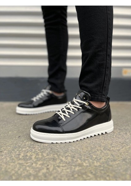JY152 Cool Bağcıklı Rugan Erkek Günlük Spor Klasik Ayakkabı Rbt - Siyah fiyatları