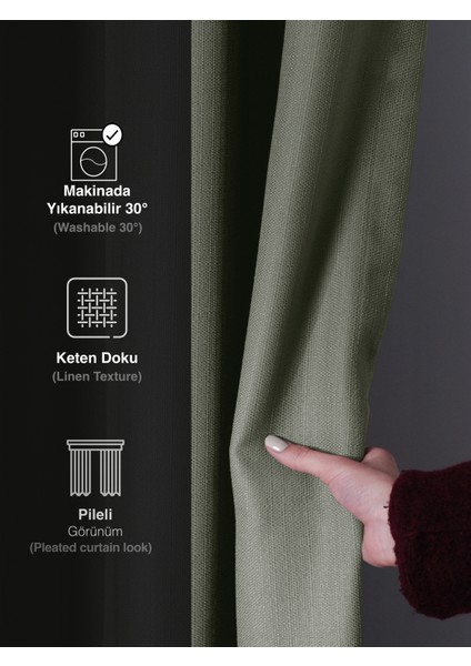 1/2 Pileli Keten Dokulu Mint Modern Fon Perde – Ütü Gerektirmez fırsatları