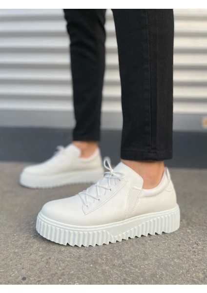 JY502 Bold Bağcıklı Cilt Erkek Günlük Sneaker Ayakkabı Cbt - Beyaz fiyatları