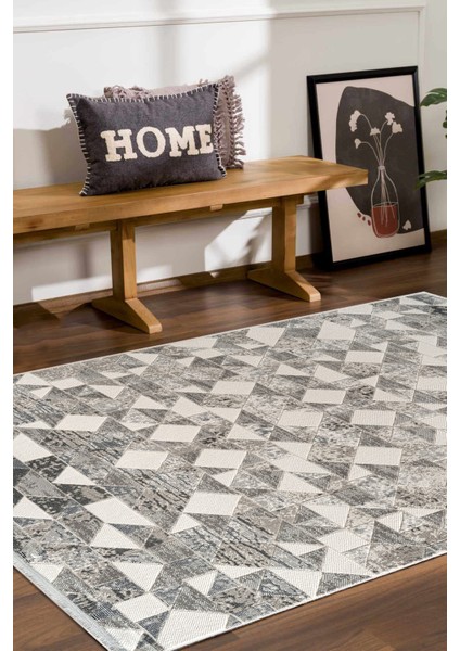 Estefan Loni Bej Gri Modern Geometik Desenli Halı fiyatları