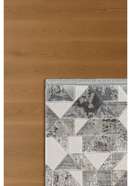 Estefan Loni Bej Gri Modern Geometik Desenli Halı modelleri