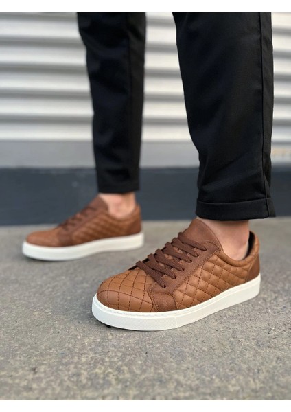 JY166 Prestige Bağcıklı Cilt Kapitone Desenli Erkek Günlük Sneaker Ayakkabı Cbt - Taba fiyatları