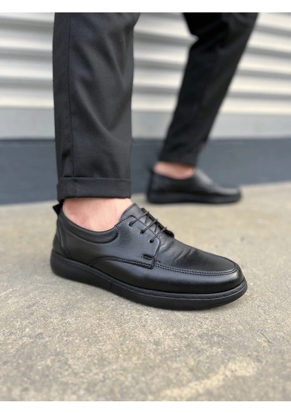 JY0510 Clasica Bağcıklı Cilt Erkek Günlük Klasik Ayakkabı Cst - Siyah