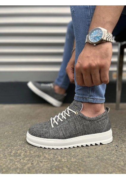 JY152 Cool Bağcıklı Keten Erkek Günlük Spor Klasik Ayakkabı Kbt - Gri modelleri
