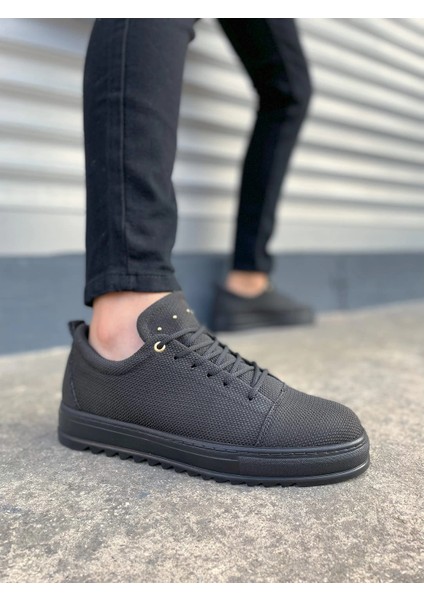 JY152 Cool Bağcıklı Keten Erkek Günlük Spor Klasik Ayakkabı Kst - Siyah