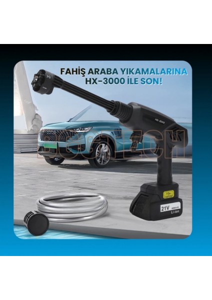 HX-3000 Kablosuz Yüksek Basınçlı Taşınabilir Araç Yıkama Makinesi 260 Psı 18.500RPM 4000MAH Çift Batarya fırsatları