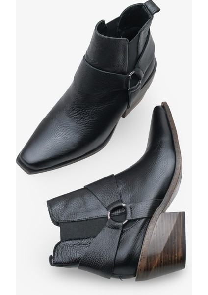 Javell Kadın Hakiki Deri Western Bot - Siyah fırsatları