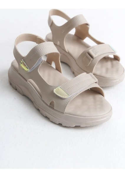 Lamıa Cırt Cırtlı Ortopedik Taban Kadın Sandalet Ckt - Krem fırsatları
