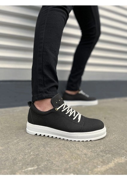 JY152 Cool Bağcıklı Keten Erkek Günlük Spor Klasik Ayakkabı Kbt - Siyah