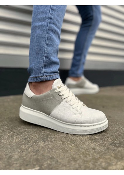 JY151 Boost Bağcıklı Cilt Süet Erkek Günlük Sneaker Ayakkabı Csbt - Beyaz/gri