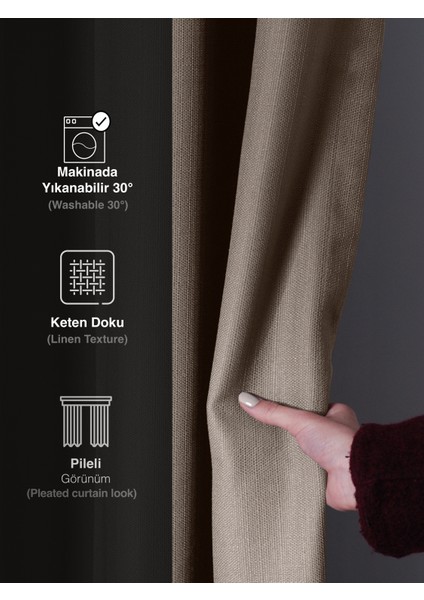 1/2 Pileli Keten Dokulu Taş Rengi Modern Fon Perde – Ütü Gerektirmez fırsatları