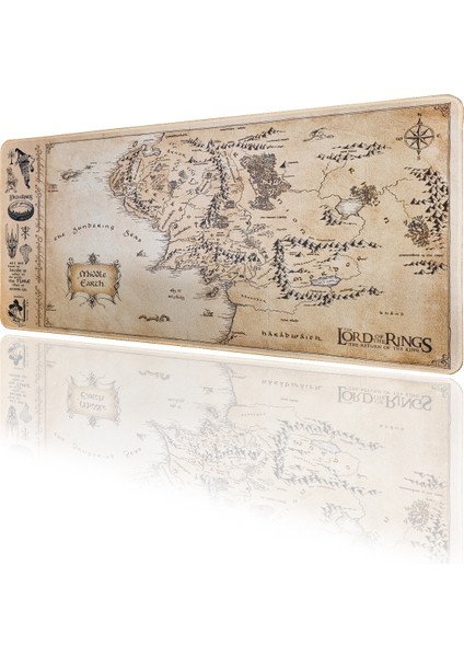 Lotr Yüzüklerin Efendisi Görünümlü Oyun Gaming Klavye Mouse Pad Kaymaz Taban Kenarları Dikişli Masa Matı 90X40 cm