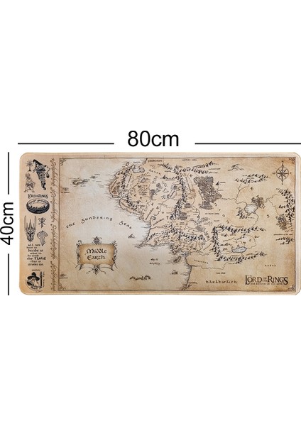 Lotr Yüzüklerin Efendisi Görünümlü Oyun Gaming Klavye Mouse Pad Kaymaz Taban Kenarları Dikişli Masa Matı 90X40 cm modelleri
