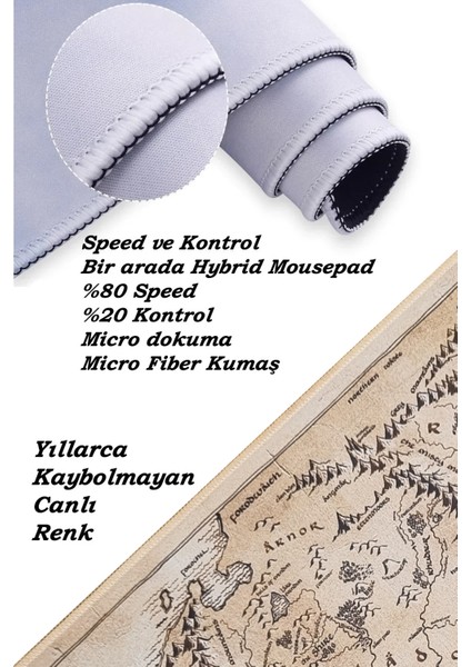 Lotr Yüzüklerin Efendisi Görünümlü Oyun Gaming Klavye Mouse Pad Kaymaz Taban Kenarları Dikişli Masa Matı 90X40 cm indirimleri