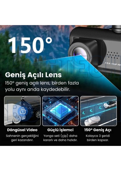3 Kameralı Dashcam Araç Kamerası 1080P Full Hd, Wifi, G-Sensör, Döngüsel Kayıt, Gece Görüş C309 fiyatları