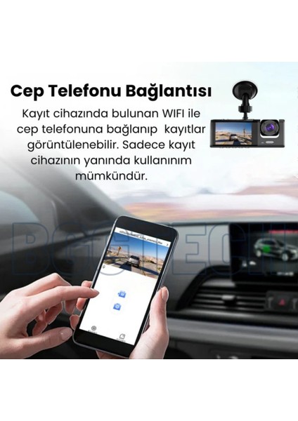 3 Kameralı Dashcam Araç Kamerası 1080P Full Hd, Wifi, G-Sensör, Döngüsel Kayıt, Gece Görüş C309 modelleri