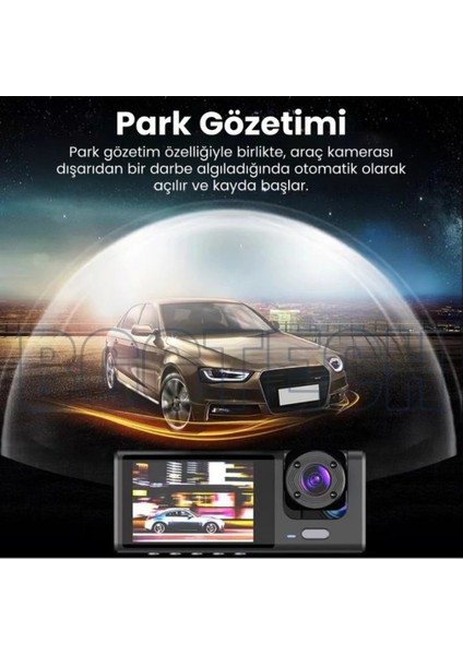 3 Kameralı Dashcam Araç Kamerası 1080P Full Hd, Wifi, G-Sensör, Döngüsel Kayıt, Gece Görüş C309 indirimleri