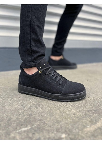 JY152 Cool Bağcıklı Süet Erkek Günlük Spor Klasik Ayakkabı Sst - Siyah