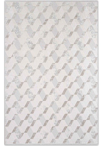 Seren Sina Bej Geometik Desenli Halı