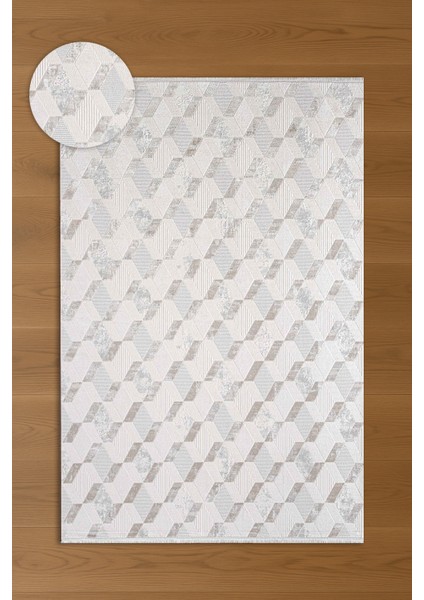 Seren Sina Bej Geometik Desenli Halı fırsatları