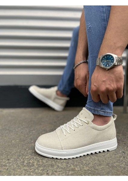JY152 Cool Bağcıklı Keten Erkek Günlük Spor Klasik Ayakkabı Kbt - Beyaz modelleri