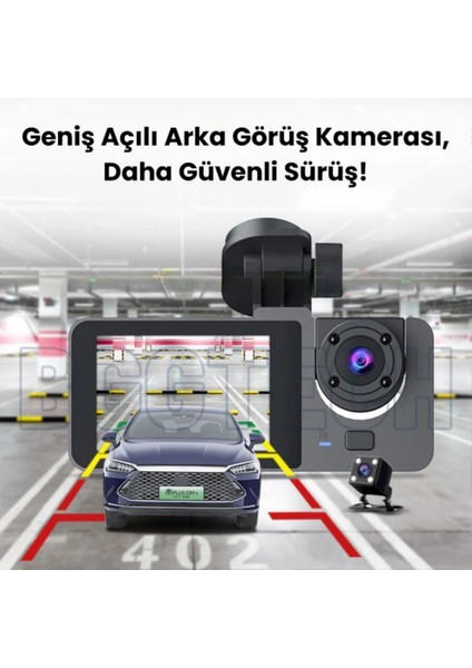 3 Kameralı Araç Içi Hd Kamera 1080P Full Hd, Wifi, Gece Görüş, G-Sensör Dashcam Y15
