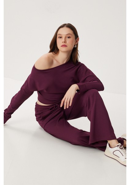 Yumuşak Modal Bluz Pantolon Takım LCI0060 Mürdüm