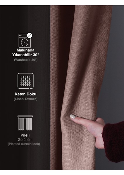 1/2 Pileli Keten Dokulu Açık Pembe Modern Fon Perde – Ütü Gerektirmez fırsatları