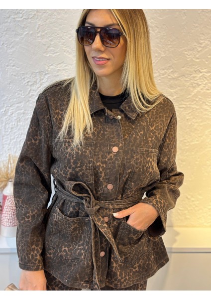 Leopar Desen Jean Ceket
