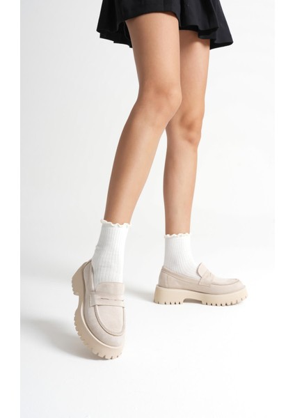 Noir Kadın Günlük Bej Süet Loafer Ayakkabı fiyatları