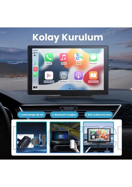 X2 Carplay Akıllı Araç Ekranı Apple Android Uyumlu 9.2” 4K Hd Görüntü, Kablosuz Bağlantı, Arka Kamera Dahil