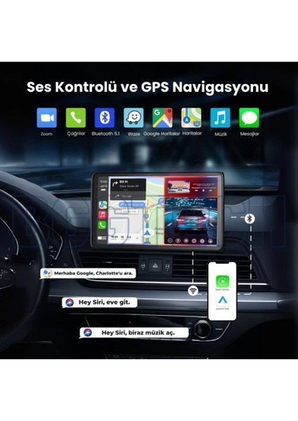 X2 Carplay Akıllı Araç Ekranı Apple Android Uyumlu 9.2” 4K Hd Görüntü, Kablosuz Bağlantı, Arka Kamera Dahil