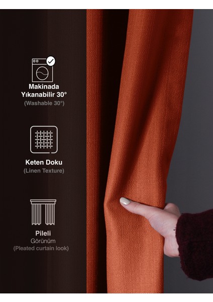 1/2 Pileli Keten Dokulu Kiremit Modern Fon Perde – Ütü Gerektirmez fırsatları