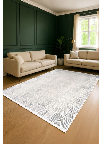 Joli Erai Gri Geometik Desenli Halı fiyatları