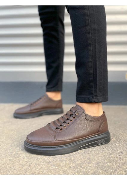 JY0535 Prime Bağcıklı Cilt Erkek Günlük Sneaker Ayakkabı Cst - Kahverengi fiyatları
