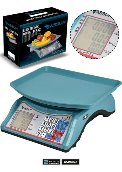 Akülü Dijital Mutfak Terazisi 2 gr 40 kg Şarjlı Hassas Ölçüm Tartı Hassas Terazi