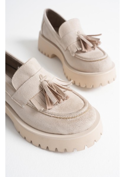 Mina Kadın Günlük Bej Süet Loafer Ayakkabı indirimleri