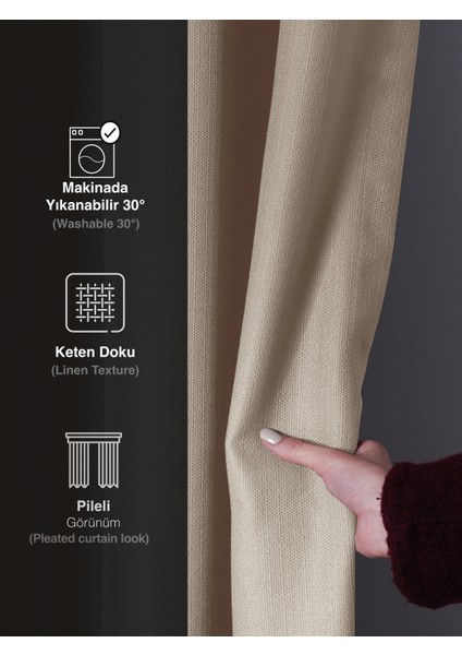 1/2 Pileli Keten Dokulu Ekru Modern Fon Perde – Ütü Gerektirmez modelleri