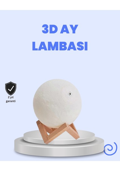 Drnds Rgb Modlu 16 Renkli Ay Gece Lambası 3D Baskı ve Uzaktan Kumanda Özellikli