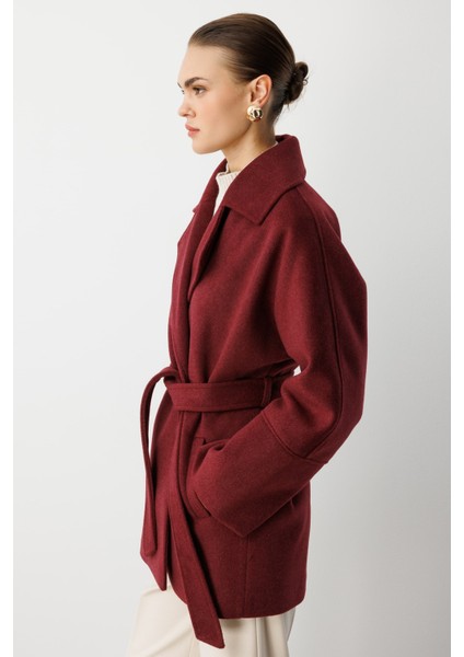 Rahat Kesim Yünlü Kısa Mürdüm Kaşe Kaban fırsatları