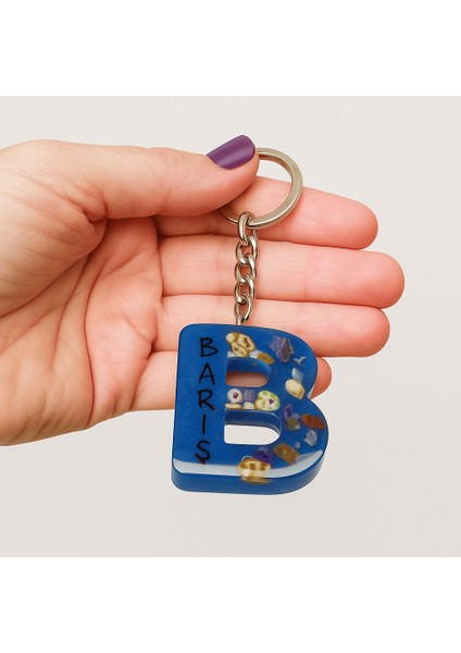 B Harfi - Kişiye Özel - Epoksi Reçine Anahtarlık - El Yapımı - Çelik Tokalı fiyatları